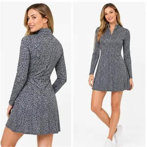 Tommy Hilfiger Womens Dress Size S Leopard Print Mock Neck Quarter Zip Casual thumbnail 2