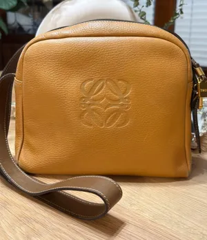 Loewe Vintage Anagram Embossed Camel Gold Leather Camera Shoulder Bag Amazona thumbnail 1