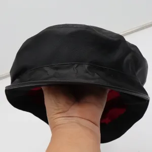 Kmart Accessories Hat Womens OSFM Newsboy Cabbie Black Faux Leather New thumbnail 4