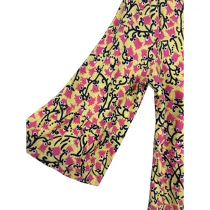 Lilly Pulitzer Cotton Slub Yellow Pink Short Bell Sleeve Top Summer Vacation L thumbnail 5