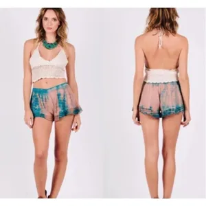 RAGA Sweet Devotion Ruffle Shorts in Blue/Tan Tie Dye Size US‎ Medium thumbnail 2