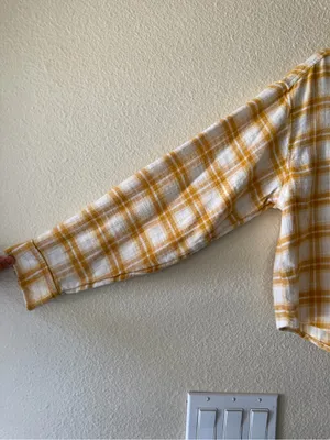 NWT American Eagle Outfitters Mustard Plaid Button-Down Shirt thumbnail 5