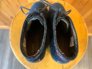 Toms Blue Suede Lace-Up Wedge Bootie Shoes Women's Size 6 thumbnail 5