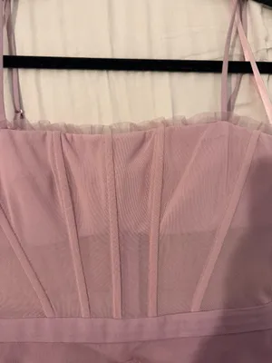BCBGMAXAZRIA Corset Tulle Gown in Pink Tint thumbnail 4