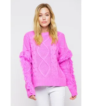 &merci Fringe Cable Knit Sweater thumbnail 4