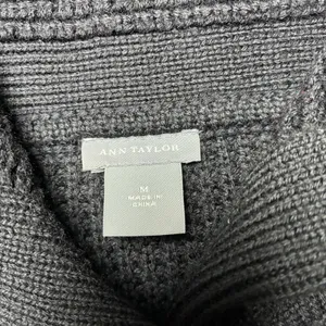 Ann Taylor Merino Wool Chunky Ribbed Cardigan Black Collared Button Front Size M thumbnail 4