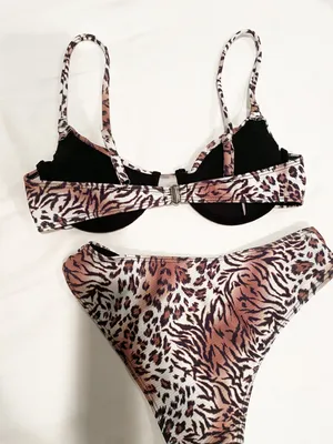 Cheetah Print High Waisted Bikini Set Multi thumbnail 4