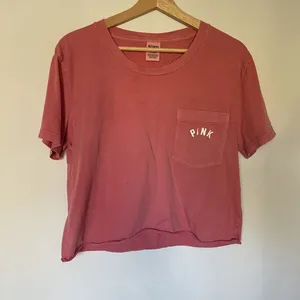 PINK Victoria's Secret cropped pink shirt casual top women's size large pocket thumbnail 1