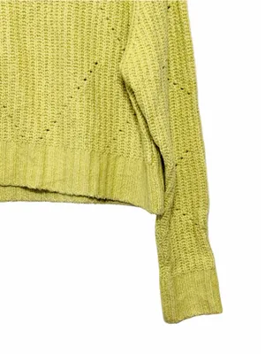 LINE the Label Women’s LongSleeve Ribbed Pointelle Mock Neck Cropped Sweater XS thumbnail 7