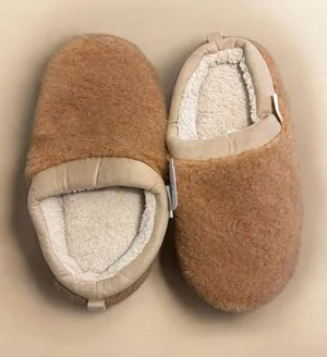 Women's Plush Tan Fleece-Lined Slip-On Slippers thumbnail 1