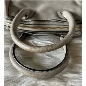 Rebecca‎ Minkoff Gray Pebbled Genuine Leather Satchel Handbag Silver Hardware thumbnail 11