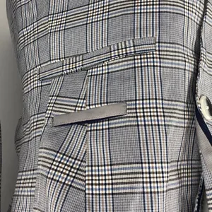 Ecru long sleeve plaid one button small blazer thumbnail 3