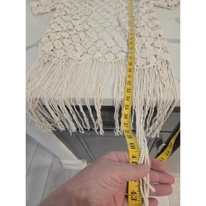 Rebellion Again Crochet Fringe Kimono Duster Cardigan Cream Ivory Women Size S thumbnail 9