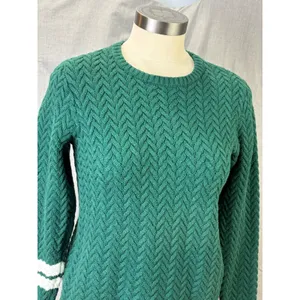 Janie and Jack Green Textured Knit Sweater White Stripe Sleeve Size‎ 12 thumbnail 4