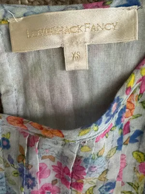 LoveShackFancy 100% Cotton Smocked Ruffle Mini Dress Blue & Pink Floral Size XS thumbnail 13