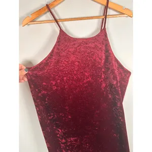 Vintage DBY Crushed Velvet Maxi Dress Womens 13/L Burgundy romantic whimsigoth thumbnail 3