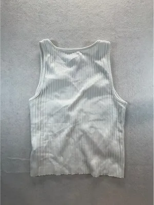 American Eagle Women’s S White Ribbed Split Neck Tank Top Sleeveless Basic thumbnail 4