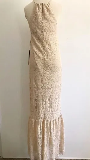 Lace Halter Mermaid Formal Prom Wedding Gown Dress thumbnail 5