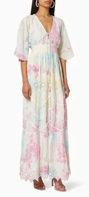 Hemant & Nandita Amara Maxi Dress Multicolor Cotton Boho Embroidered size XS thumbnail 1
