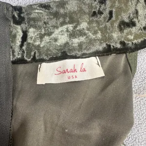 NWOT Sarah La Mini Dress M Olive Green Velvet Halter Cutout MADE IN USA Party thumbnail 3