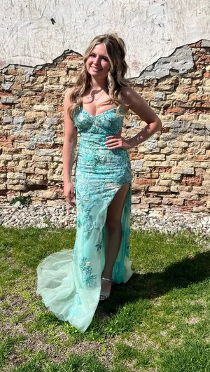 Aqua La Femme Blue Sequin Dress thumbnail 1