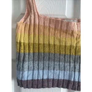 Saylor Striped‎ Ribbed Knit Tank Womens Multicolor Boho Summer Crop Top Size XS thumbnail 2