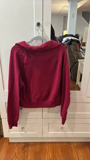 Pink Cropped Quarter-Zip Sweatshirt thumbnail 2