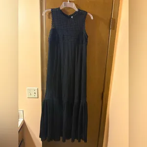 Anthropologie Karina Black Crochet Lace Swiss Dot Maxi Dress thumbnail 3