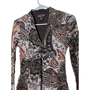 Vintage INC International Concepts Y2K Long Sleeve‎ Paisley Top Size S thumbnail 2
