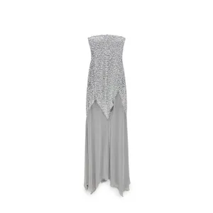 ZARA x BARBIE MATTEL Silver Sequined Tulle Long Maxi Dress Gown Size M NWT thumbnail 3