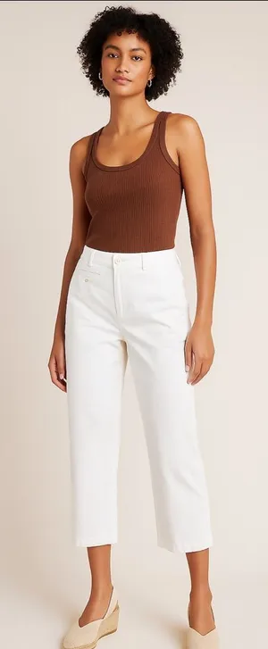 Anthropologie Maeve‎ Ivory White Cropped Pants size 6 NWT thumbnail 1