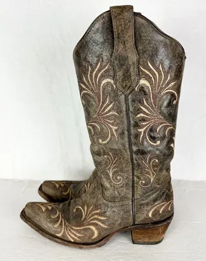 Corral Circle G Filigree Distressed Leather Western Boots Size 6.5 Embroidered thumbnail 1