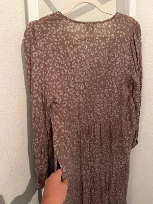 A New Day brown leopard print maxi dress with ruffle sleeves and V-neckline, size XS thumbnail 4