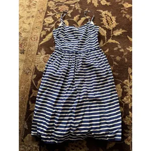 J.Crew Blue White Striped Cotton Midi Sundress Pockets Size 00 thumbnail 2