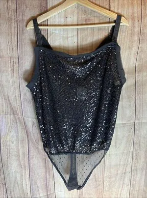 Free People Bodysuit Womens Medium Sequin Spark Party Event Concert 170/96A thumbnail 1