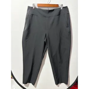 Athleta Black Wide Leg Cropped Pants Women's Size‎ 16 Elastic Waist thumbnail 2