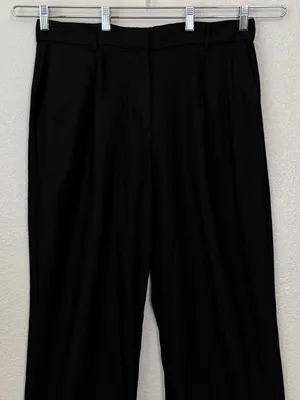 Old Navy Linen Blend Black Taylor Wide Leg Trouser Pants, Sz Large thumbnail 2