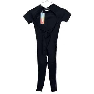 Innovista Womens Black Mesh Jumpsuit Size S Yoga Workout Unitard One-Piece thumbnail 4