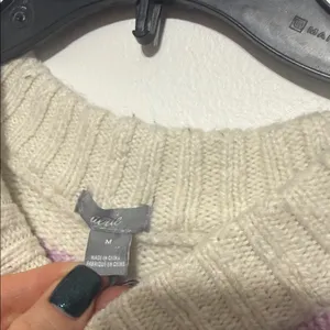 Aerie Knit Sweater in Cream and Purple thumbnail 4