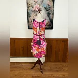 Gorgeous Anthropologie Moulinette Soeurs Fen Orchid Tiered Silk Dress thumbnail 6