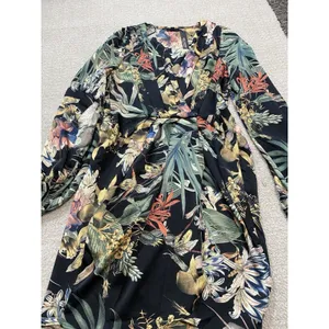 Miss Avenue Long Sleeve Black Floral Printed High Low Dress Size Medium Romantic thumbnail 15