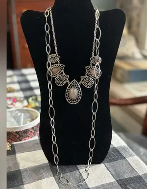 Two costume necklaces silver tone as shown, Cookie Lee (long one) preowned thumbnail 1