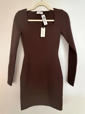 Aritzia Babaton Women’s Contour Squareneck Dress - Brown thumbnail 2