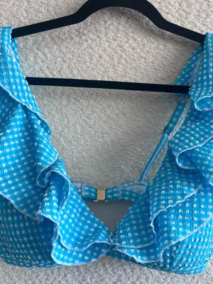 Lilly Pulitzer Blue White NWOT Women’s Aelin‎ Crinkle Gingham Bikini Top Size 10 thumbnail 5