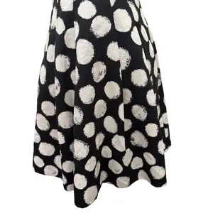 Eliza J Polka Dot Fit Flare Dress Sleeveless Black‎ White Retro Pinup Size 4 thumbnail 3