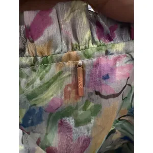 MISA Los Angeles Dress Small Watercolor Floral Midi Smocked Rainbow Boho #BB13-1 thumbnail 10