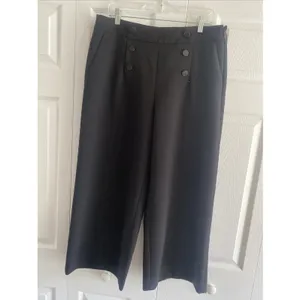 Karl‎ Lagerfeld Black Wide Leg Sailor Pants Size 12 Career thumbnail 2