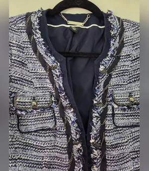White House Black Market Blue and Black Tweed Jacket thumbnail 2