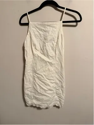Abercrombie & Fitch Linen Blend Mini Dress Cream Beige- Size Small thumbnail 2