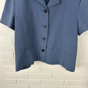 Vintage Katie Lee Boxy Blue Short Sleeve Button Down Shirt Size 12 thumbnail 5